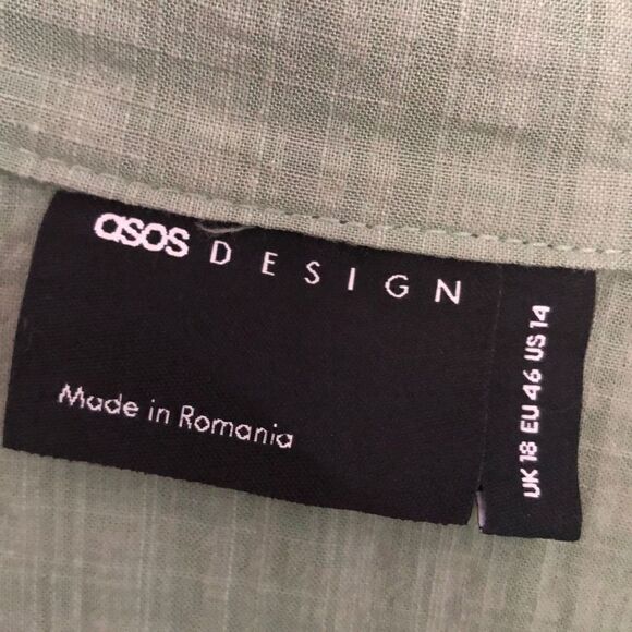 ASOS Sage, green long shirt, dress/tunic top size 14 gathered - Picture 3 of 5